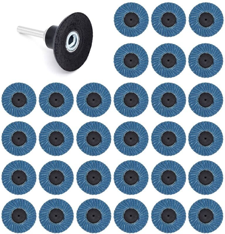 Tinor - 31 Stück 2 Zoll 50 mm Schleifscheiben Fächerscheiben 40 Körnung 60 Körnung 80 Körnung (blau)