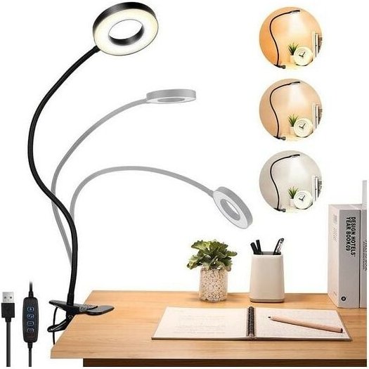 Led Nachttischlampe Leselampen, Tischlampe, Klemmleuchte,3 Modi & 10 Dimmstufen Kinsi