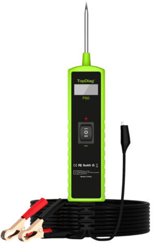 TopDiag P60 Kfz-Schaltungstester, 6-30V DC Kfz-Kurzschlusstester mit LCD-Bildschirm, Taschenlampe und Komponentenaktivie...