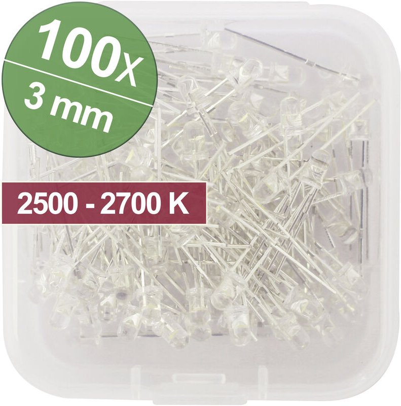 LED-Sortiment Warmweiß 3 mm 20 mA 3.0 v - Quadrios