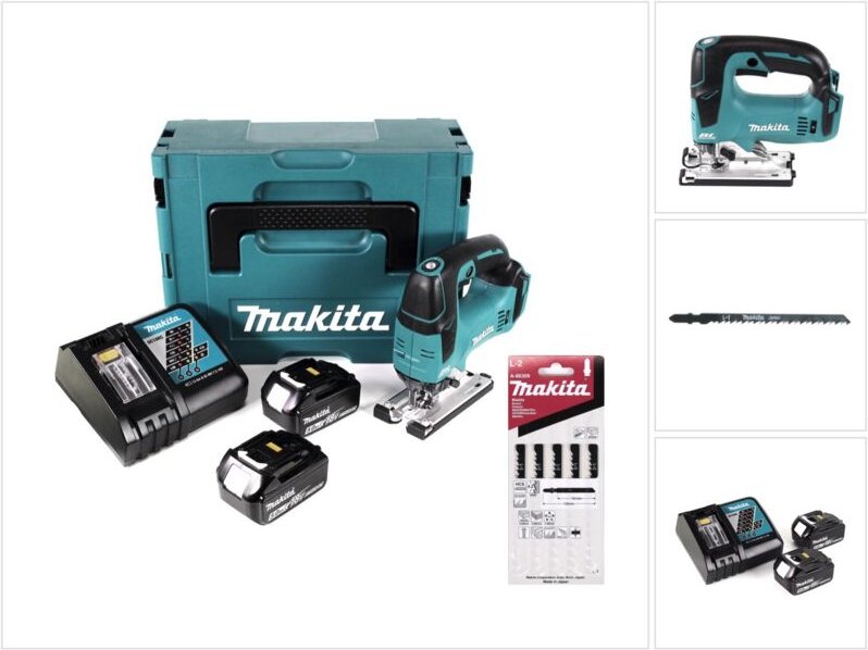 Makita DJV 182 RTJ Akku Pendelhubstichsäge 18V Brushless + 2x Akku 5,0Ah + Ladegerät + 8x Sägeblatt + Makpac