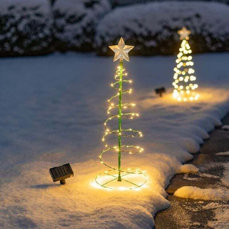 YMYNY Solar Künstlicher Weihnachtsbaum, Weihnachtsdekoration im Freien, Solarbaum, Solar-Gartenleuchte im Freien, Solar-...
