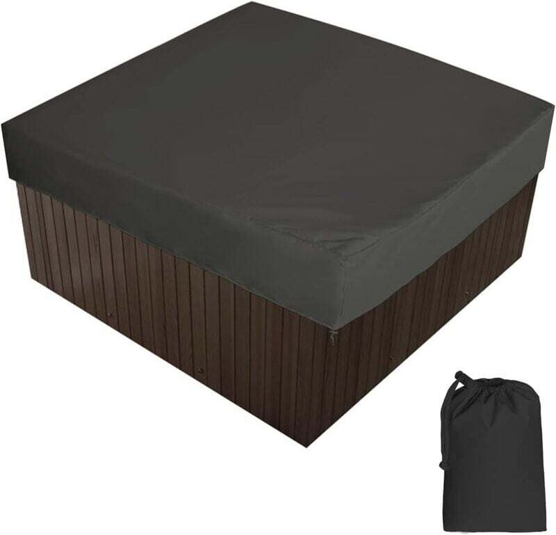 190T Spa-Abdeckung, Polyester, wasserdicht, quadratisch, Schwarz, 207 x 207 x 30 cm - Ulisem