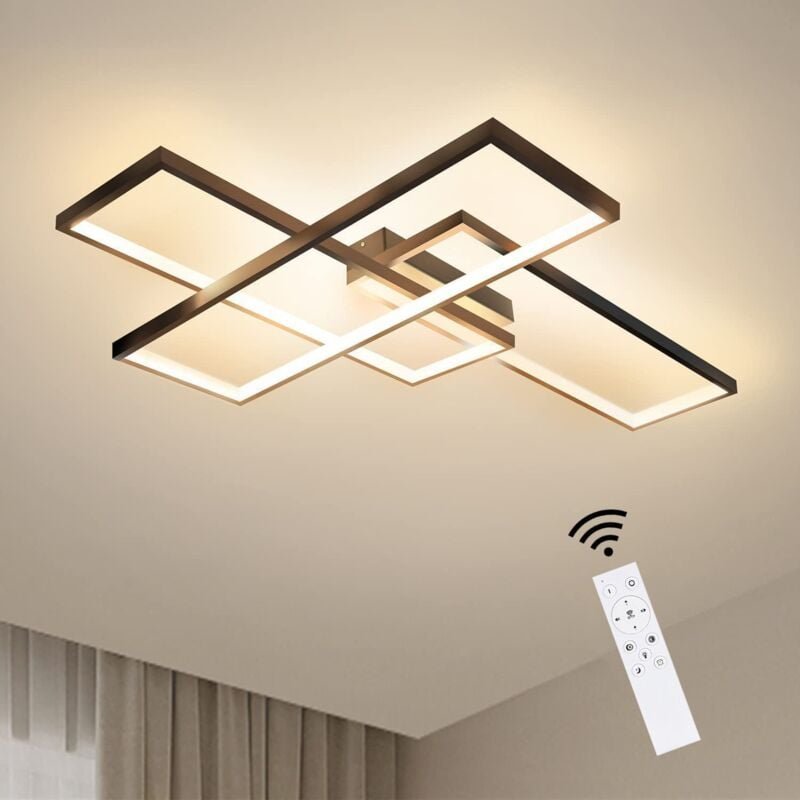 GBLY Deckenlampe LED Dimmbar Deckenleuchte: 65CM Schwarz Wohnzimmerlampe 65W Modern Schlafzimmerlampe Geometrisch Küchen...
