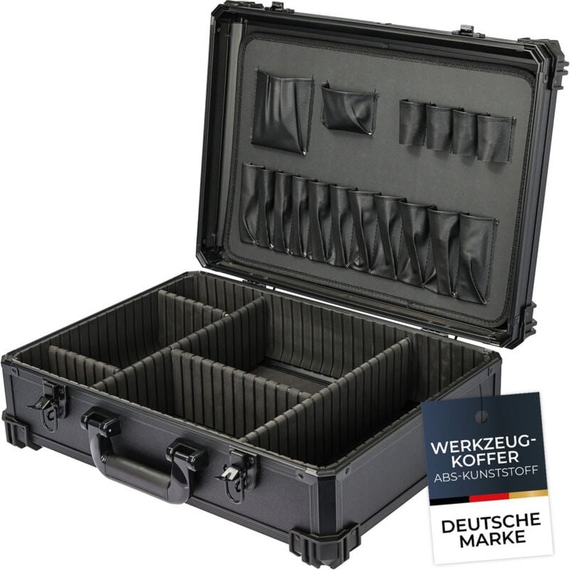 HMF Werkzeugkoffer leer, Werkzeugkasten groß mit individueller Fachaufteilung , 46 x 33 x 15 cm