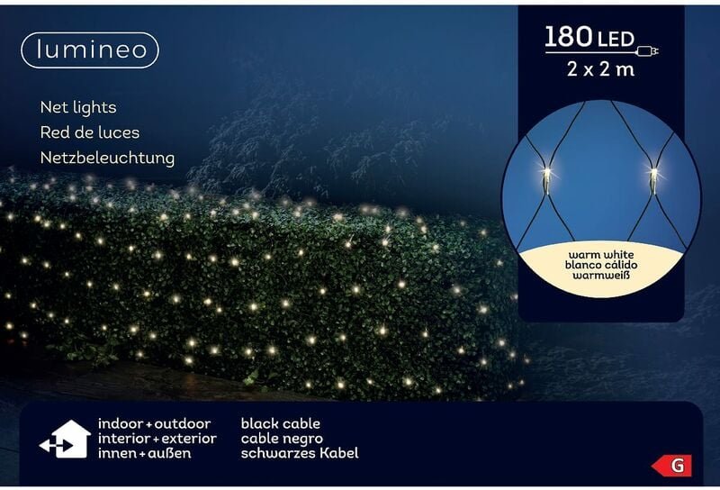 Lumineo LED Lichternetz 200 x 200 cm 180 Lichter Warmweiß