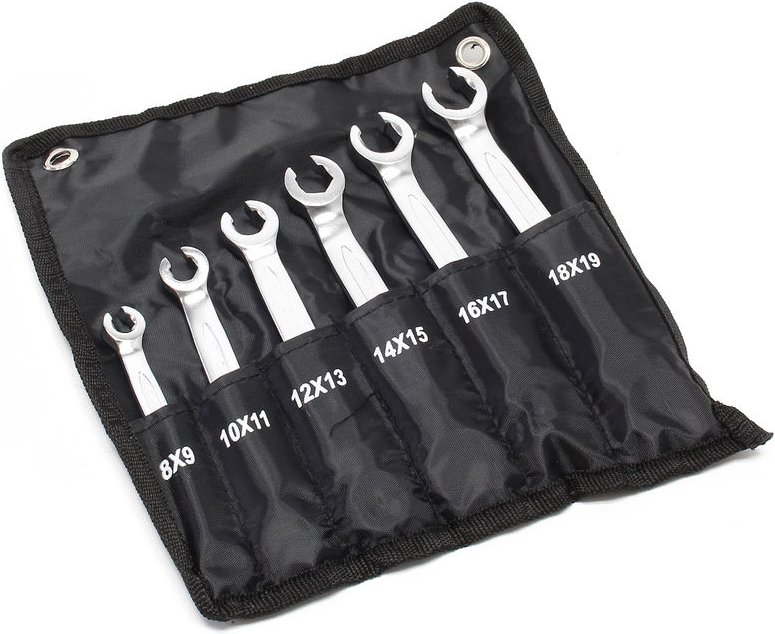 Xpotool - Wiltec Bremsleitungsschlüssel Set 6-tlg. 8-19 mm für Bremsleitung, Leitungsschlüssel Maulschlüssel zum Bremsen...