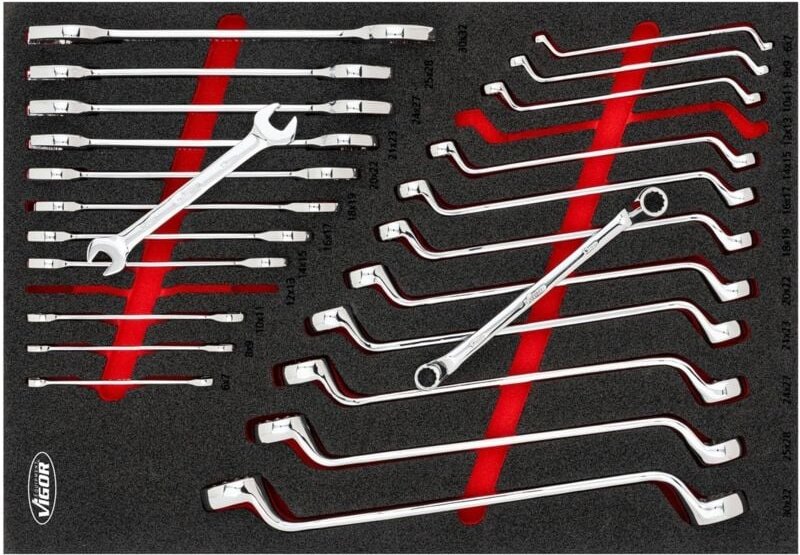 VIGOR Doppel-Ring- und Maulschlüssel Satz, 24-tlg., 6 x 7 – 30 x 32 mm, Anzahl Werkzeuge: 24