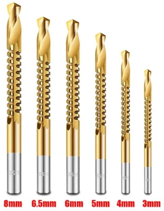 6-teiliges Kobalt-Bohrer-Set, metrisches Spiral-Verbundgewindebohrer-Set, Holzbearbeitungsbohrer zum Schneiden, Bohren u...