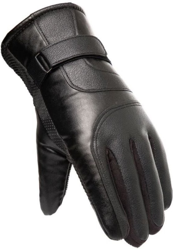 Thumbnail - Herren Winter PU Leder Isolierte Telefonhandschuhe, Schwarz