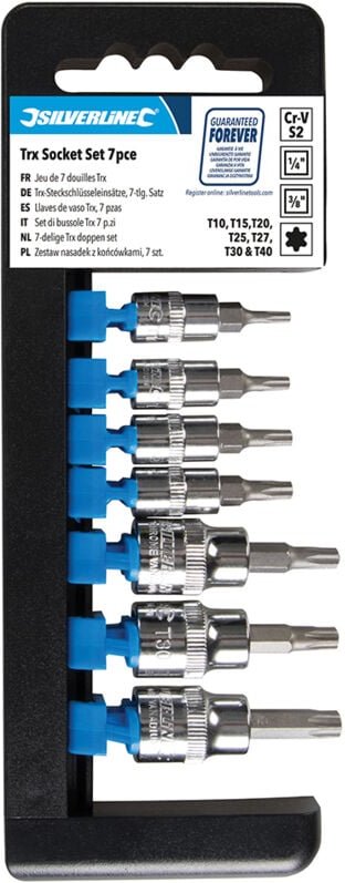 Steckschlüsseleinsätze T10–T40 Satz 1/4-Zoll- und 3/8-Zoll-Antrieb 7-tlg.