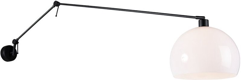 Wandleuchte schwarz mit Schirm weiß 30 cm verstellbar - Blitz