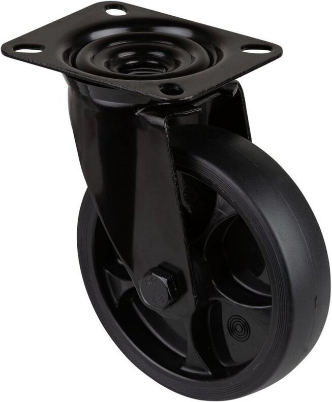 Lenkrolle Rad-Ø 125 mm Tragfähigkeit 120 kg Lenkrollen Gummi Platte L104xB80 mm Farbe Rolle schwarz