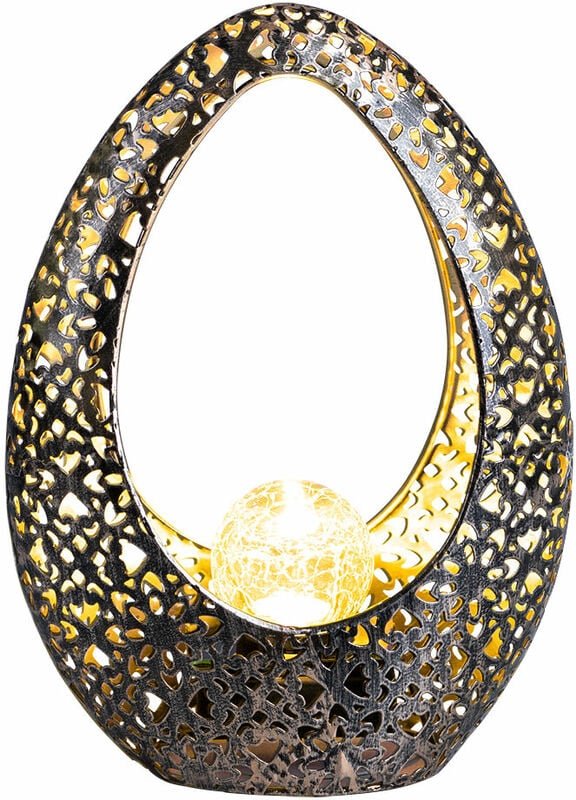 Orientalische Solarlampen für Außen Gartendeko Outdoor Balkon Deko, Dekorstanzungen Glaskugel bronze gold, 1x led warmwe...