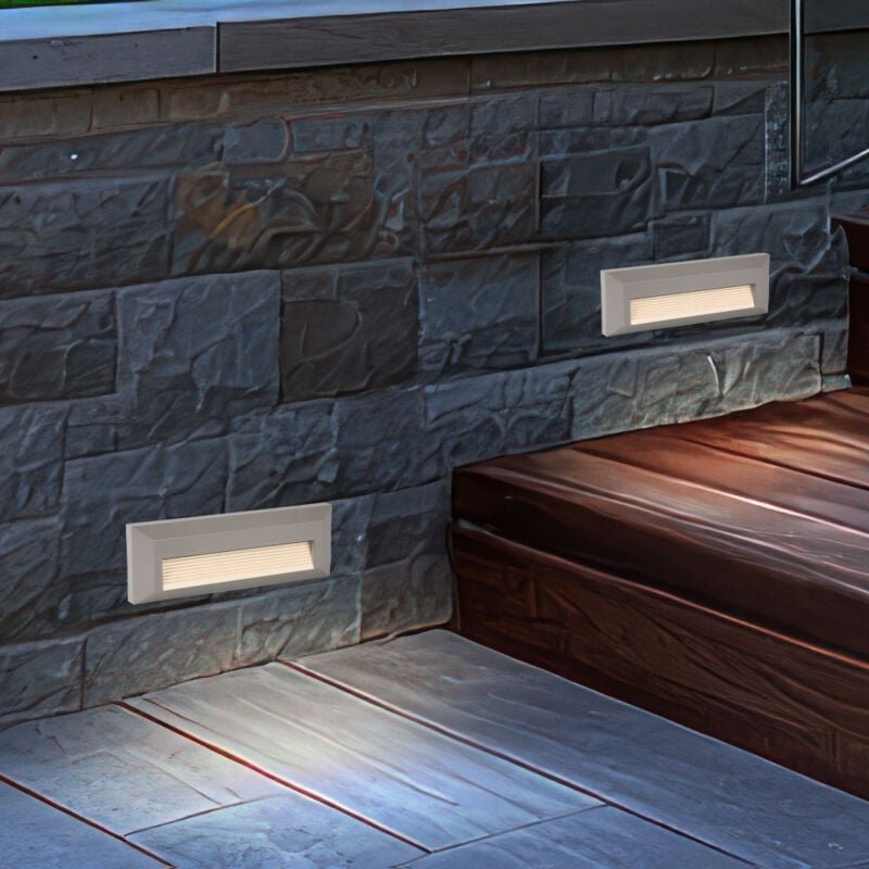 Außen Stufenbeleuchtung Stufenlampe Garten Treppenbeleuchtung Terrasse, grau, led 3W 110Lm neutralweiß, BxHxT 23x8x2,8 c...