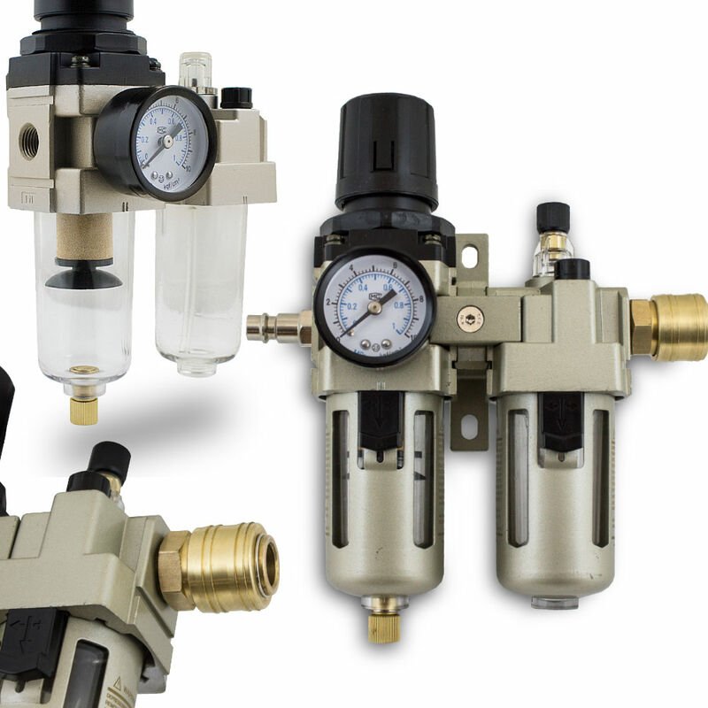 Druckluft Wartungseinheit Wasserabscheider Oeler 1/4' Druckminderer Druckregler max. Druck 10 Bar (1.0 Mpa) inklusive St...