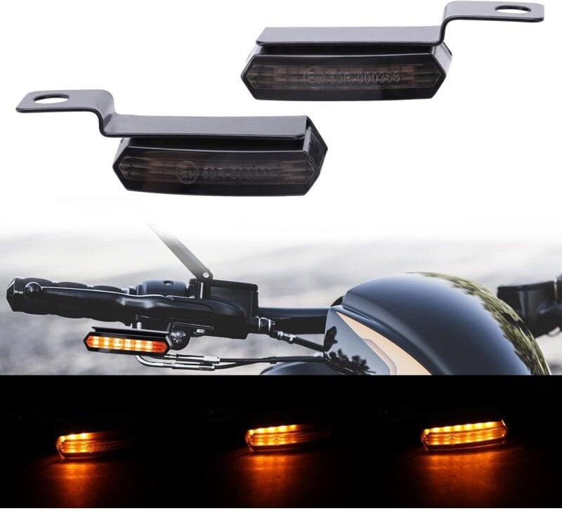 Ersandy - Mini-LED-Motorrad-Blinker, Lenker, Aluminium, bernsteinfarbene Lichter, Blinker, wasserdicht, sequentielle Lam...