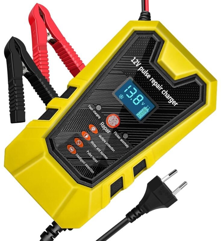 12 V 6 A intelligentes Batterieladegerät, Motorrad-Batterieladegerät mit LCD-Touchscreen, mehrfache Überholung und Schut...