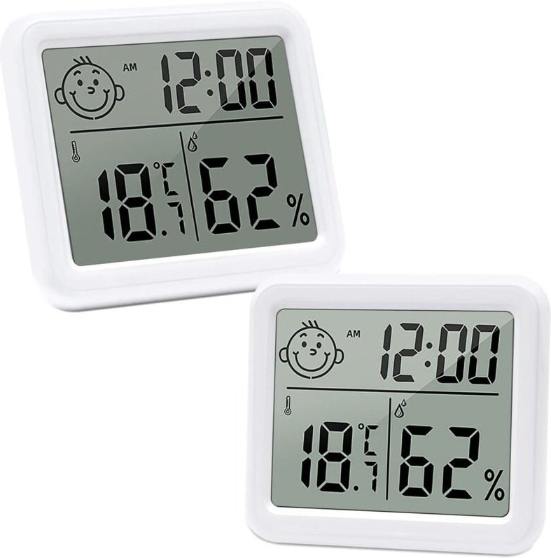 2 Stück Thermometer-Hygrometer-Innenthermometer, digitales Hygrometer mit LCD-Innenhydrometer, für Zuhause, Babyzimmer, ...