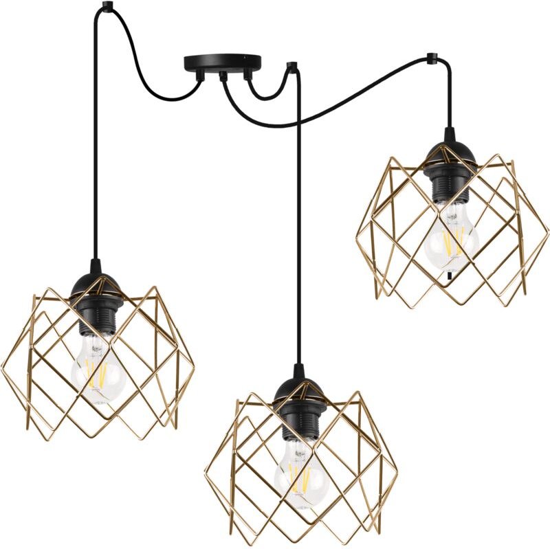 Stella Spider Hängelampe 3-Platter Goldener Lampenschirm E27