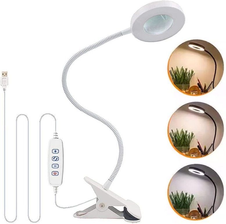 Thumbnail - Schreibtischlampe, Klemmlampe 3 Leuchtmodi & 10 Dimmstufen, Klemm-Leseleuchte zum Lesen und Arbeiten, Schreibtischlampe ...