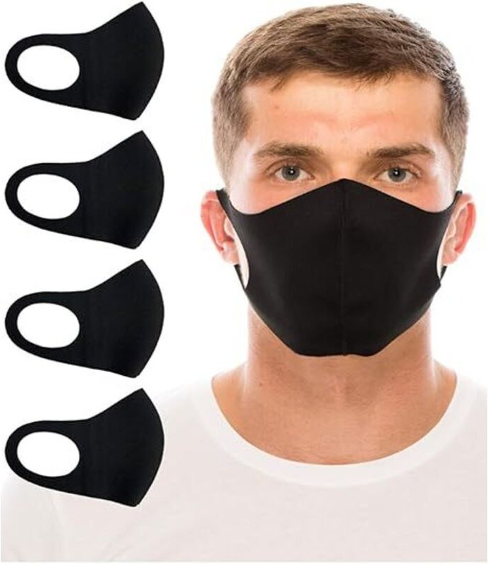 Stoffmasken, Sparpackung mit 4 Stück, dünn, atmungsaktiv, einlagig, waschbar, wiederverwendbar, unisex, lasergeschnitten...