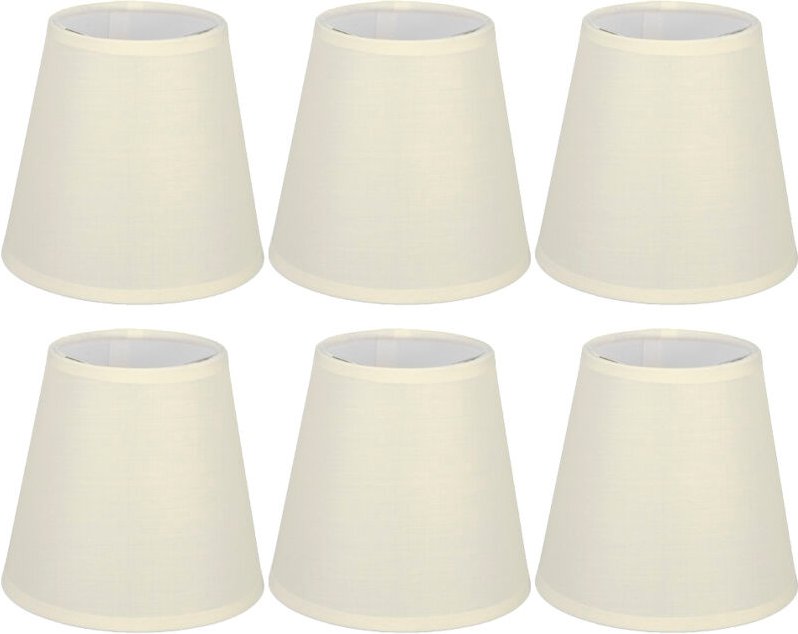 6 Stück cremefarbener Lampenschirm aus Stoffstoff, Ersatz für E14 Wandleuchte, Kronleuchter, Heimdekoration