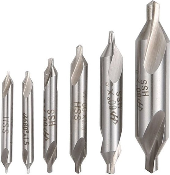 Memkey - 6 Stück HSS-Zentrierbohrer, 1/1,5/2/2,5/3/5 mm 60-Grad-Zentrierbohrer für die Verarbeitung von Eisen/Stahl/Kupf...