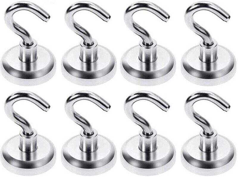Magnetische Haken, starker Neodym-Magnet (18 kg Zugkraft), für Küchenzubehör, 25 mm, 8er-Packung