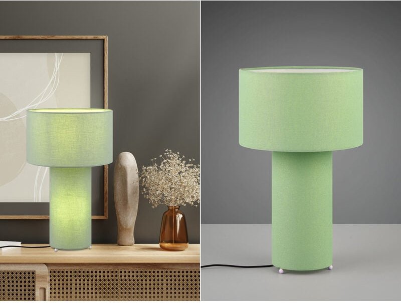Trio Leuchten - Tischleuchte bale Korpus und Lampenschirm Stoff Pistaziengrün, Höhe 40cm