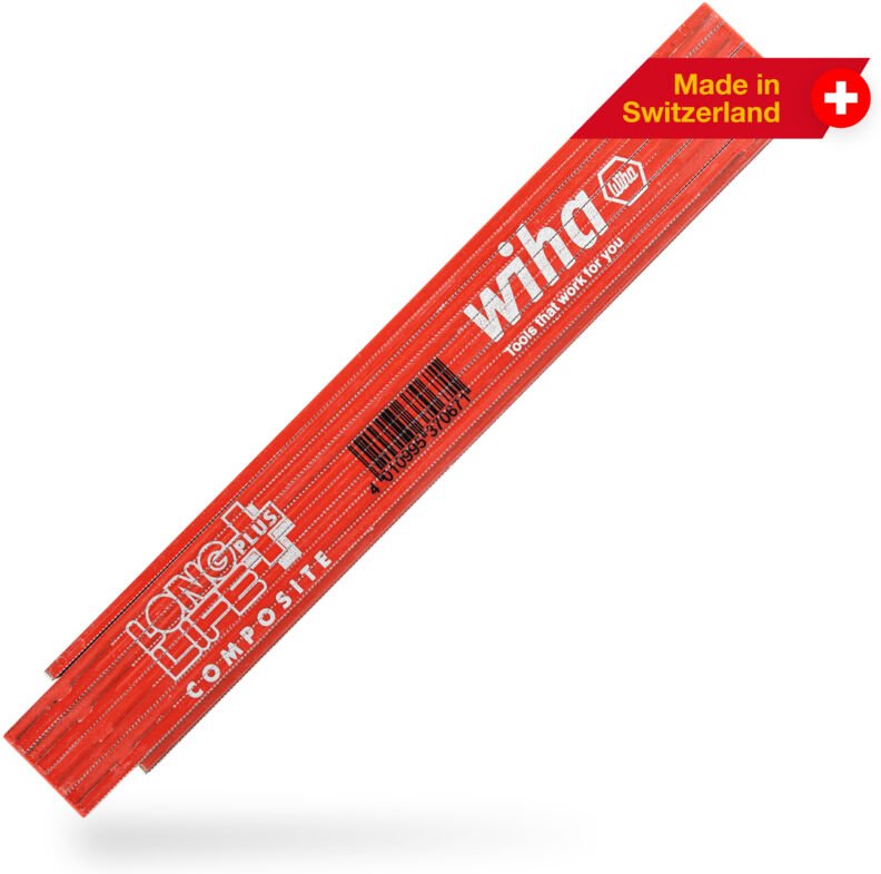 Wiha - Meterstab Longlife® Plus Composite 2 m metrische Skala, (37067) 10 Glieder