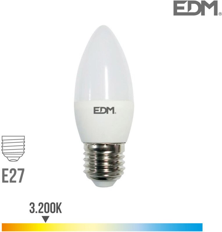 EDM - led Kerzenlampe E27 5W 400lm 3200K warmes Licht Ø3,5x10cm