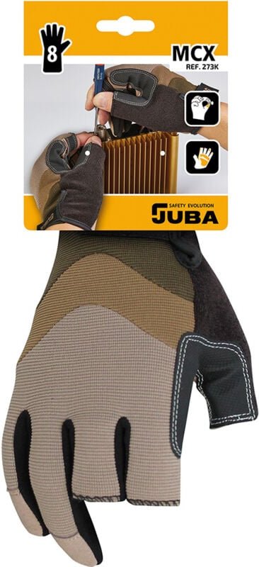 Juba - Taktiler Arbeitshandschuh 3 Finger offen Kunstleder/Elasthan Größe 10