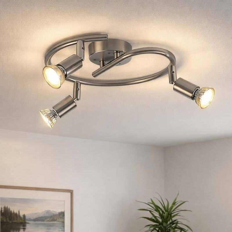 Globo - Deckenleuchte Deckenlampe Deckenstrahler Wohnzimmerlampe Schlafzimmerleuchte Flurlampe, Metall silber, 3 Flammig...