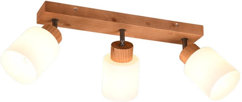 Reality Leuchten - Deckenstrahler assam 3 flammig Korpus Holz & Glasschirme Weiß, Breite 45cm