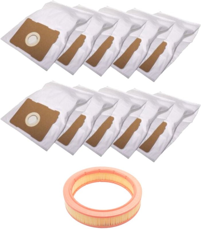 Set: Vlies Staubsauger-Beutel (10x) + Lamellenfilter für Protool vcp 170, vcp 170 e, vcp 171, vcp 171 e, vpc 171 e/l, PR...