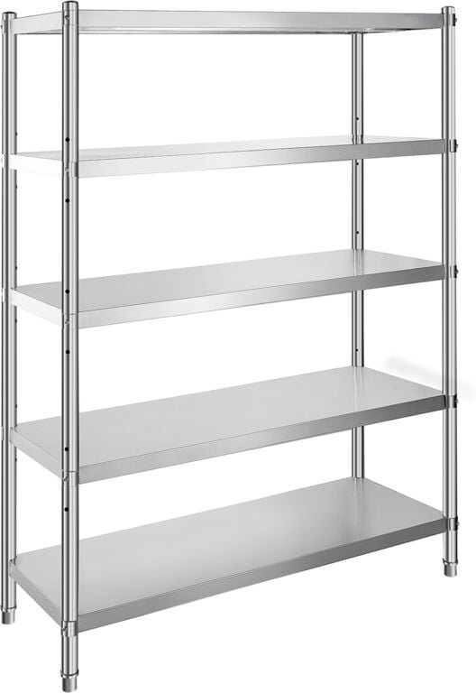 Regal 48x18,5 Zoll, 5-stufige verstellbare Lagerregale, Edelstahl, für Küche und Garage, mit verstellbaren Füßen - Mopho...