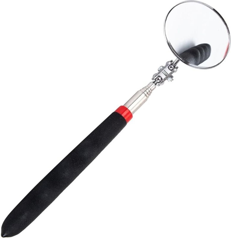 Jalleria - Verstellbarer Inspektionsspiegel für Automechaniker, 360 Grad drehbar, Teleskop bis 72 cm, Schwarz