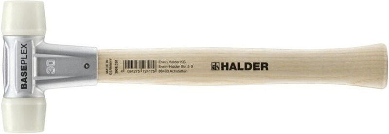 BASEPLEX-Schonhammer, Nylon / Nylon mit Zinkdruckguss-Gehäuse und Holzstiel D=30 mm 3908.030