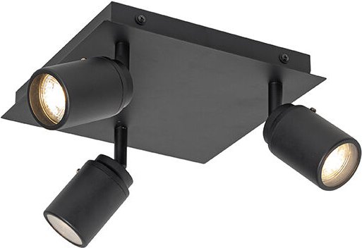 Moderner Spot schwarz quadratisch 3-Licht IP44 - Ducha