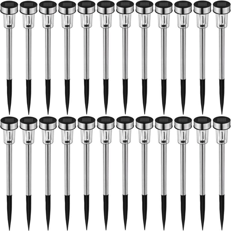 Bunte LED-Solarlampe, wiederaufladbar, Garten- und Außenbeleuchtung – verschiedene Mengen (24 weiße Stück)