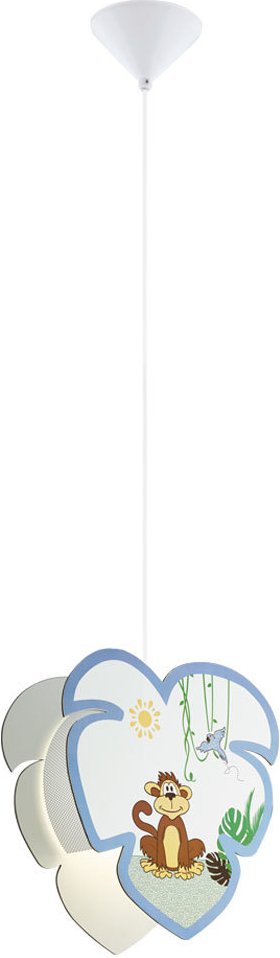 Eglo - Pendel Lampe Baby Spiel Zimmer Holz Schirm Affen Motiv Jungen Mädchen Tier Hänge Leuchte 96952