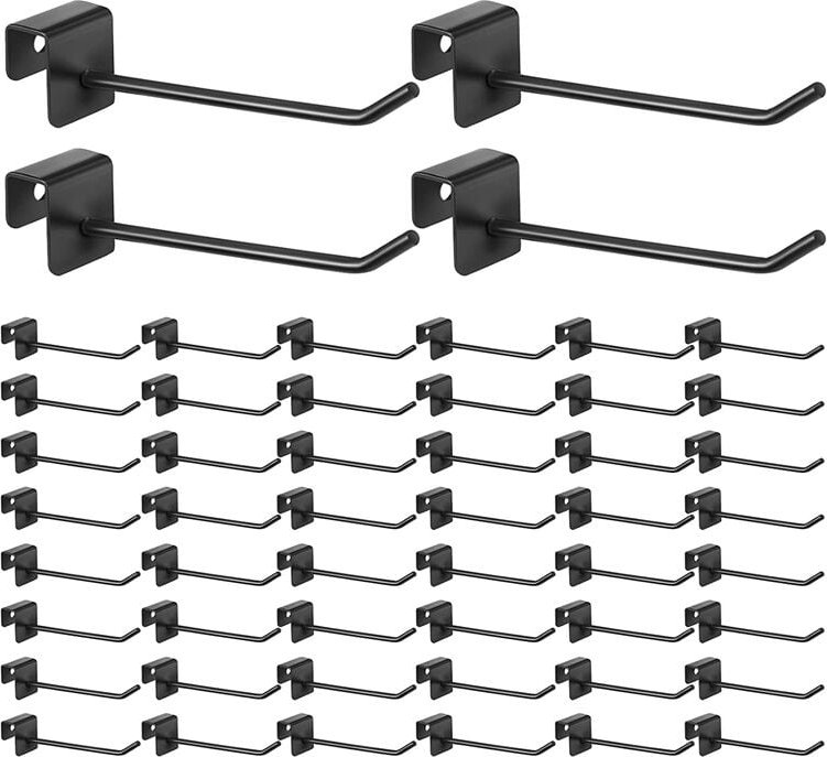48 Stück Gridwall Haken 4 Zoll Schwarz Metall Panel Haken Aufhänger Quadratrohr Kabine Kleiderhaken
