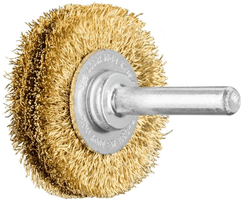 Rundbürste ungezopft rbu Ø40x9 mm Schaft-Ø6 mm Messing-Draht-Ø0,20 - Pferd