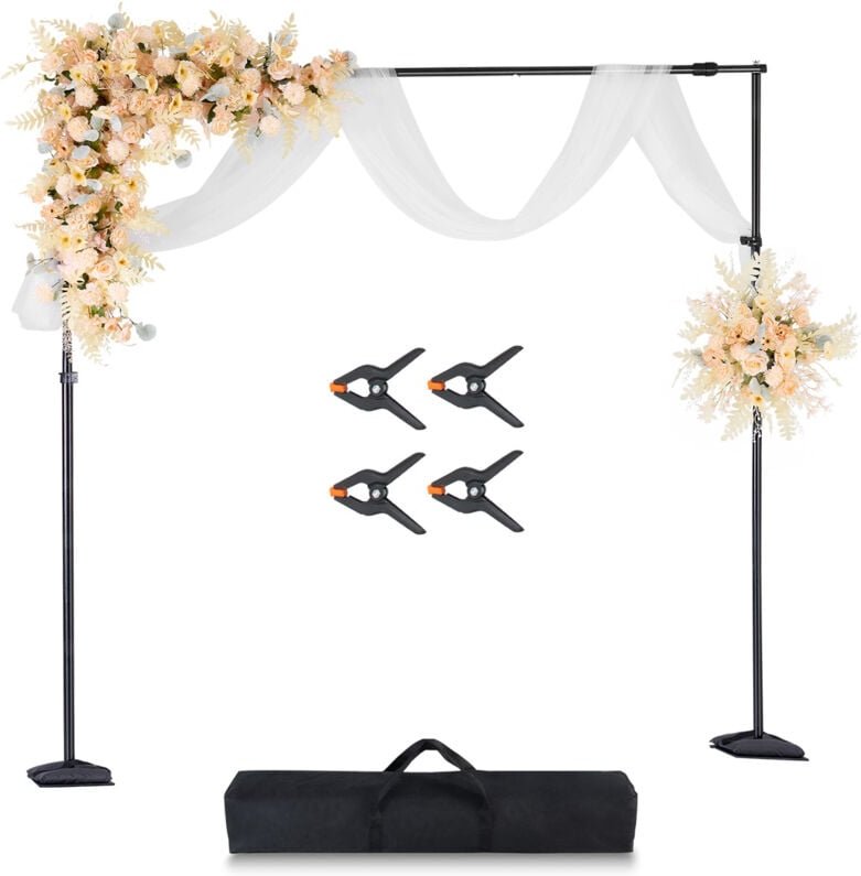 Mophorn - 2,6 x 3 m verstellbarer Hintergrundständer, tragbar mit 7 Querstangen, robuster Projektionsleinwandständer, fü...