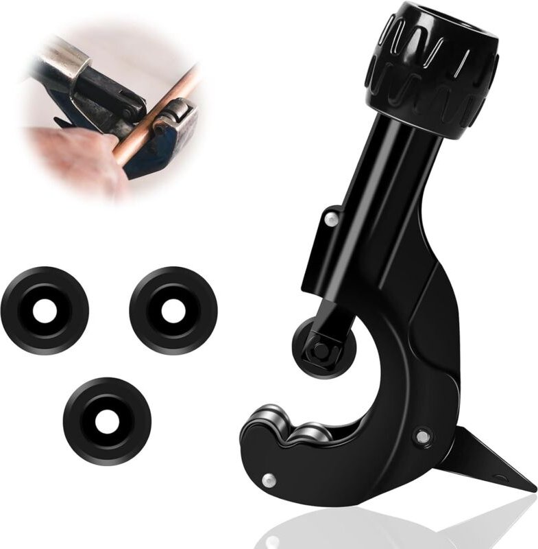 Kupferrohrschneider, 3–35 mm Edelstahl-Rohrschneider mit 3 Ersatzrädern und Entgratungsklinge zum Schneiden von Kupfer-,...