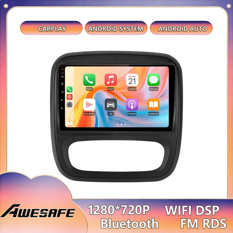 AWESAFE Autoradio Android 13 für Renault Trafic (2014-2019) 4GB+64GB mit 9'' Touchscreen CarPlay Android Auto GPS WiFi B...