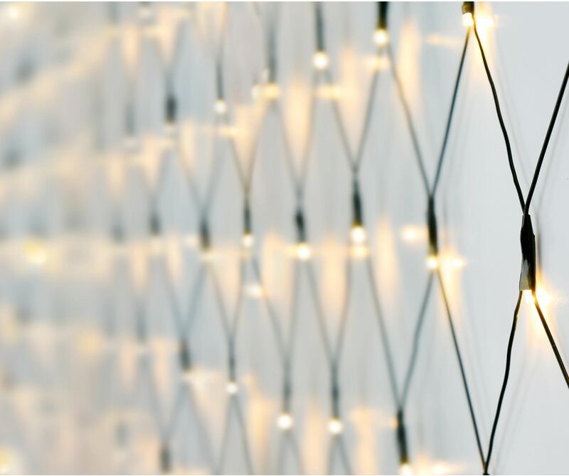 Led Lichternetz 1,5 m mit 100 led in warm weiß - Batterie betrieben - Garten Deko Lichervorgang