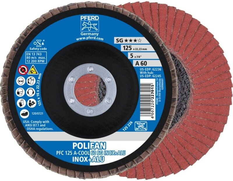 Fächerschleifscheibe A-COOL SG gewölbt 125mm K60 Pferd