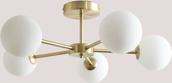 Sklum - Deckenleuchte aus Castefi-Eisen mit 5 Glaskugeln Gold